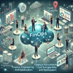 DALL·E 2025 02 14 20.44.14 A digital illustration representing FinOps Financial Operations in cloud computing. The image should show collaboration between finance engineering